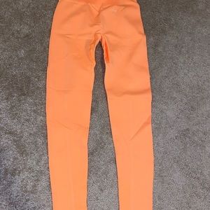 Neon orange gym shark leggings